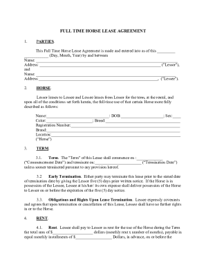 Time Horse Lease Agreement  Form