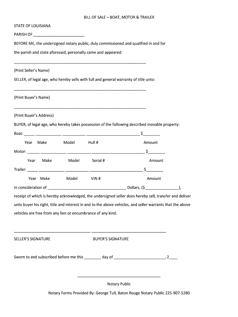 La Bill Sale  Form