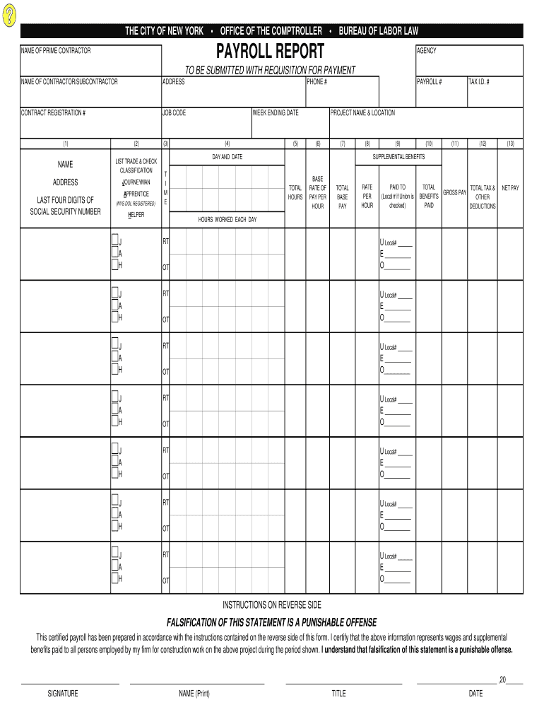 Payroll Report  Form