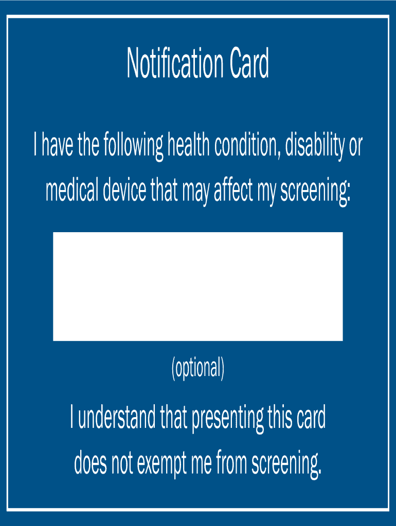 Tsa Notification Card  Form