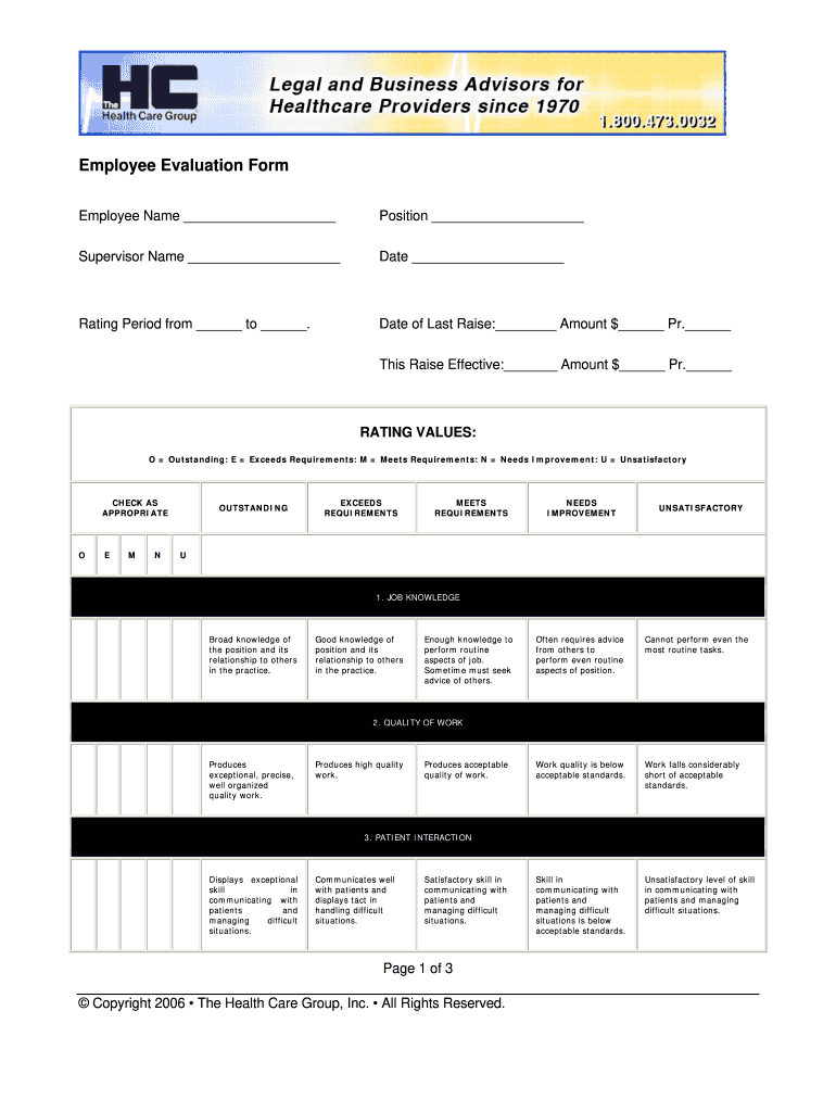Caregiver Evaluation Form