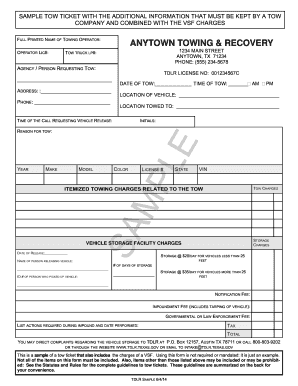 Fill In Tow Tickets Fill Out And Sign Printable Pdf Template Signnow