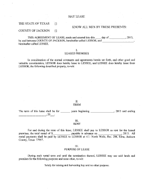Hay Cutting Agreement Template  Form