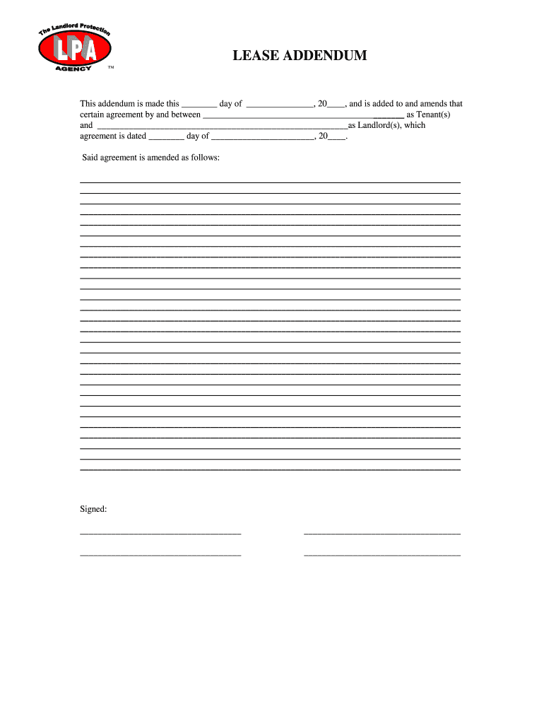 Lease Addendum  Form