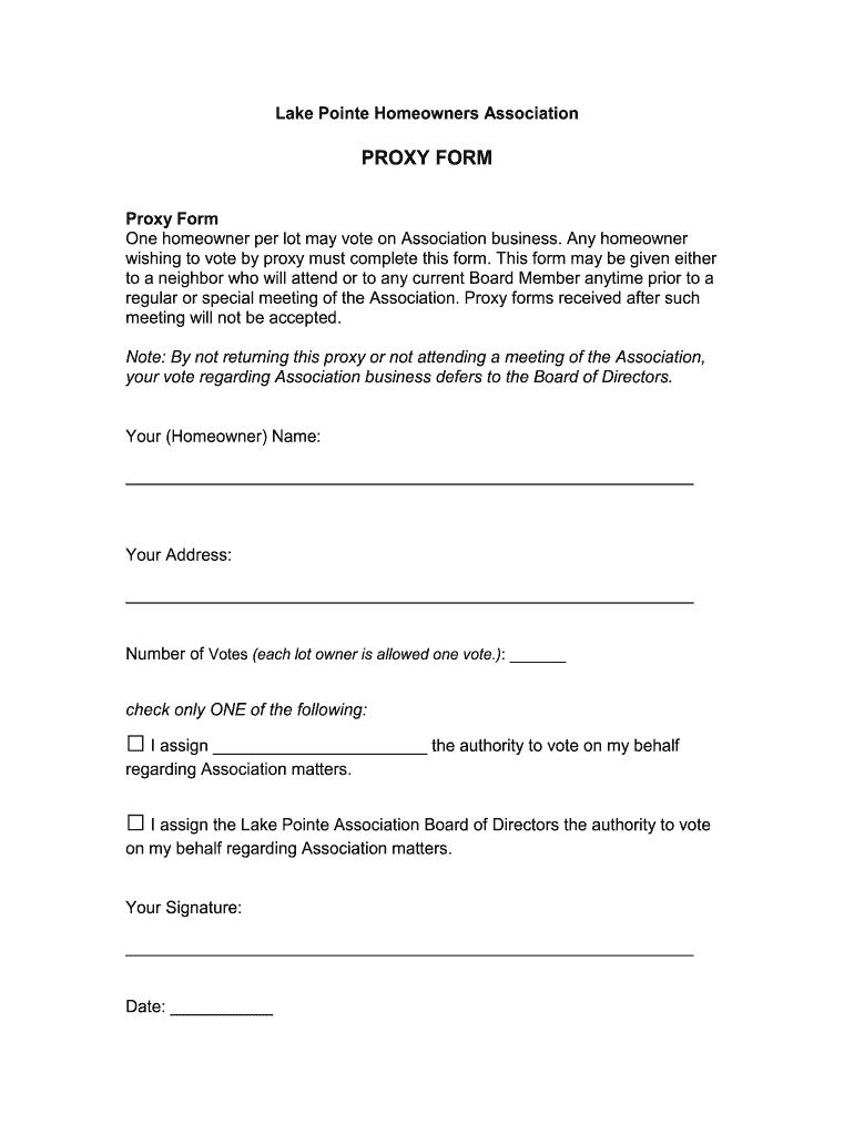 Proxy Forms Printable Fill Out And Sign Printable Pdf Template Signnow
