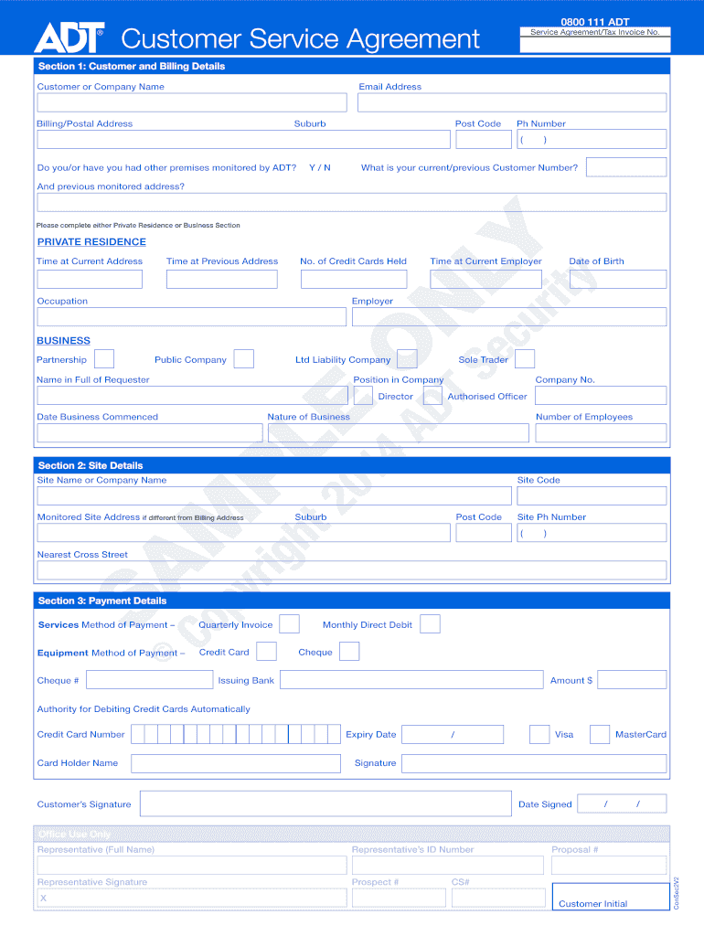 Maintenance Agreement Security Alarm  Form