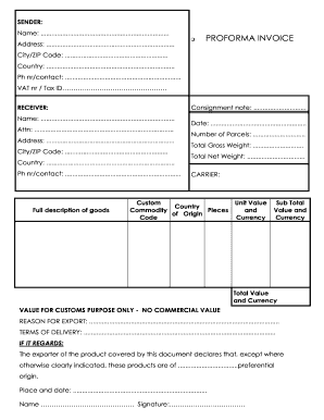 Proforma Invoice Template Fill Out And Sign Printable Pdf Template Signnow