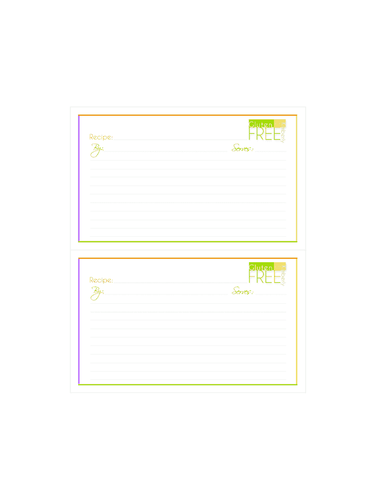 Fillable Recipe Page Template  Form