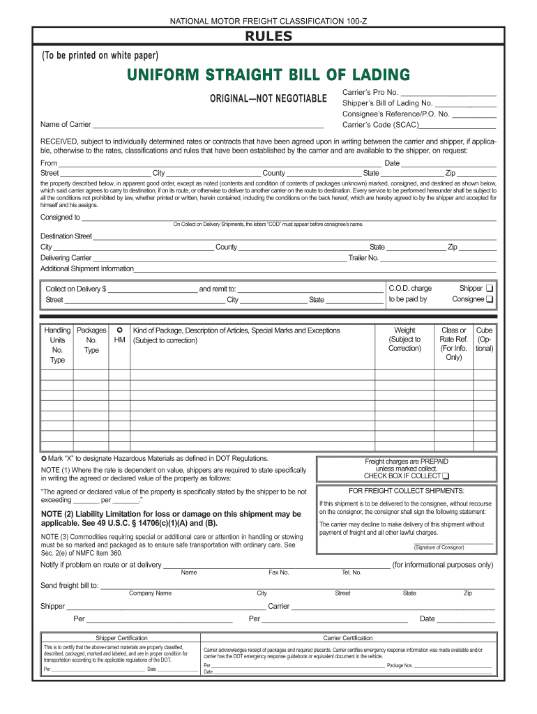 Get and Sign National Motor Freight Classification PDF  Form