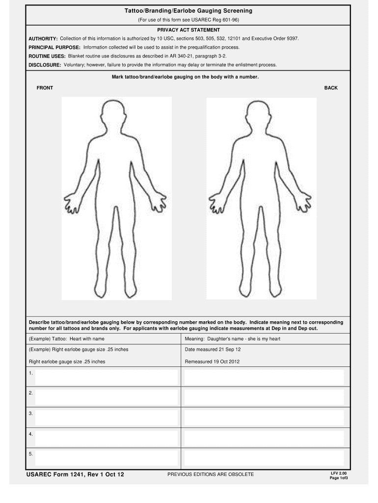  Usarec Form 1241 2012-2024