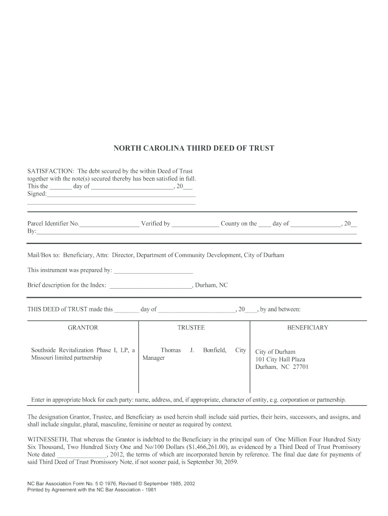 Nc Bar Association Quit Claim Deed Form