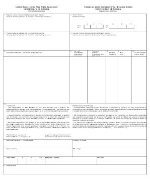 Certificate Chile Trade Agreement Certificado  Form