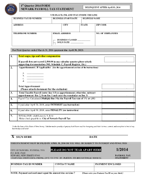 Newark Payroll Tax Statement  Form