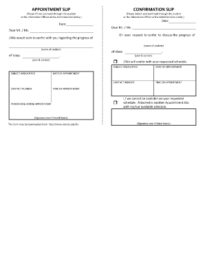 Appointment Slip PDF  Form