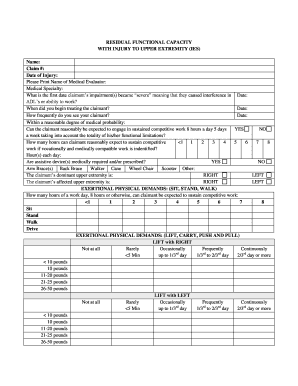FUNCTIONAL CAPACITY EVALUATION FCE  Form