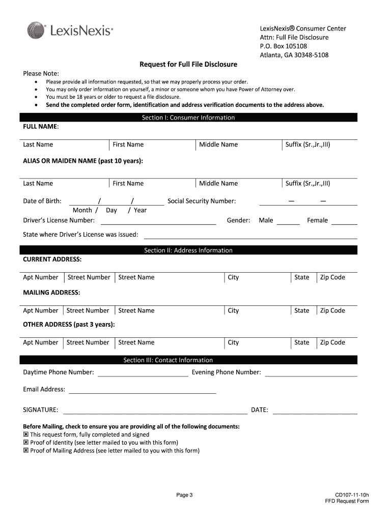 Lexisnexis Dispute Letter  Form