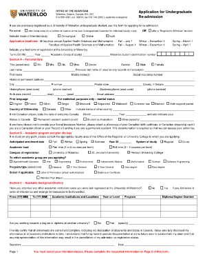 University of Waterloo  Form