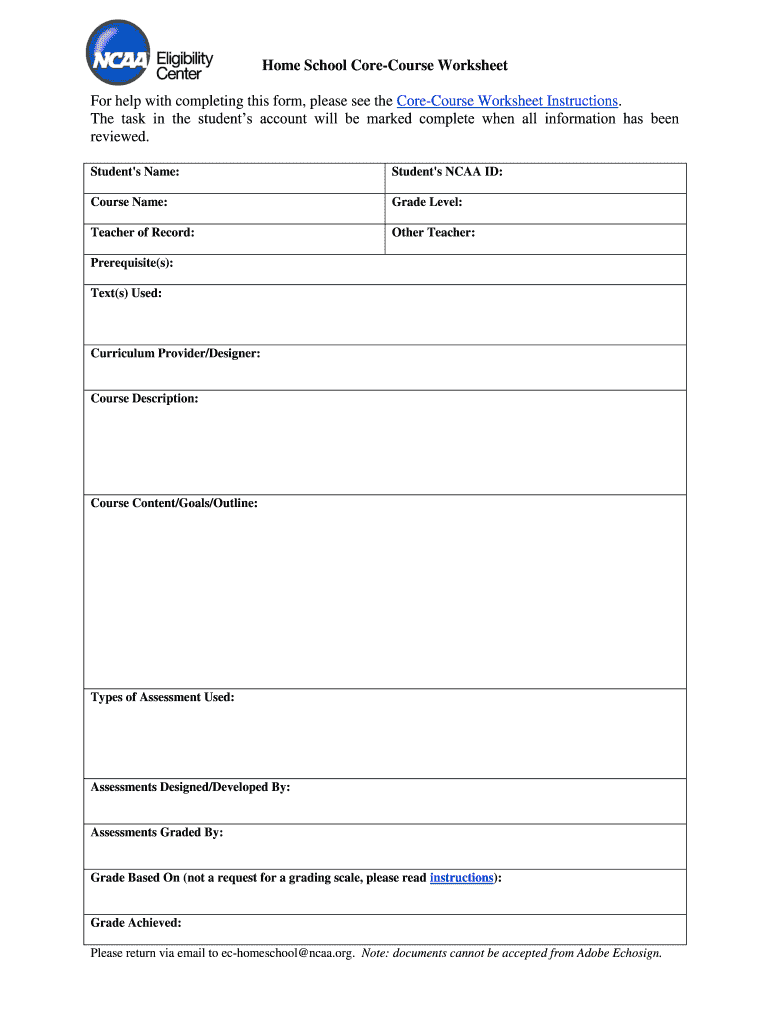 Ncaa Worksheet  Form