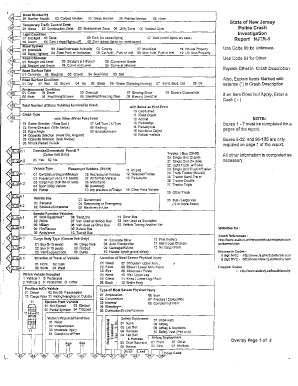 New Jersey Police Crash Investigation Report  Form