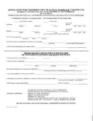 Kansas Marriage Certificate  Form
