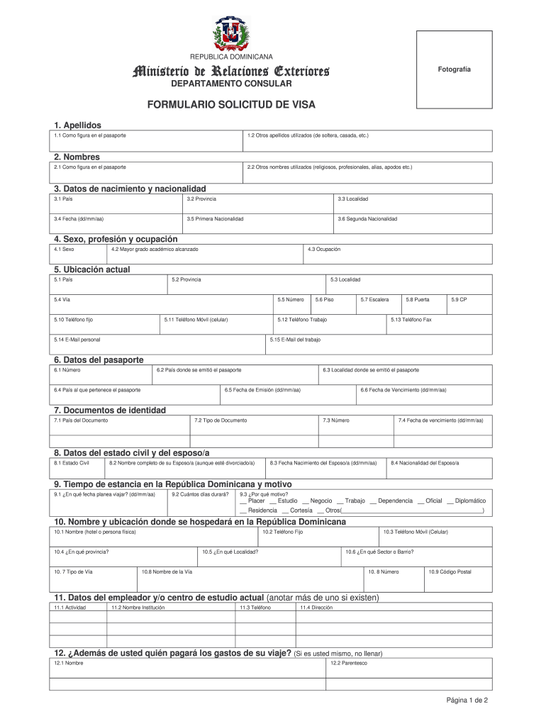 Formulario Para Visa