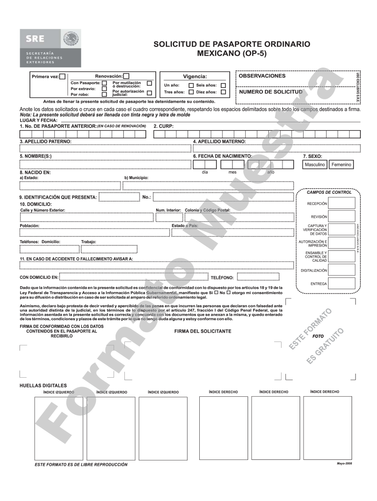 Mexican Passport Application PDF  Form