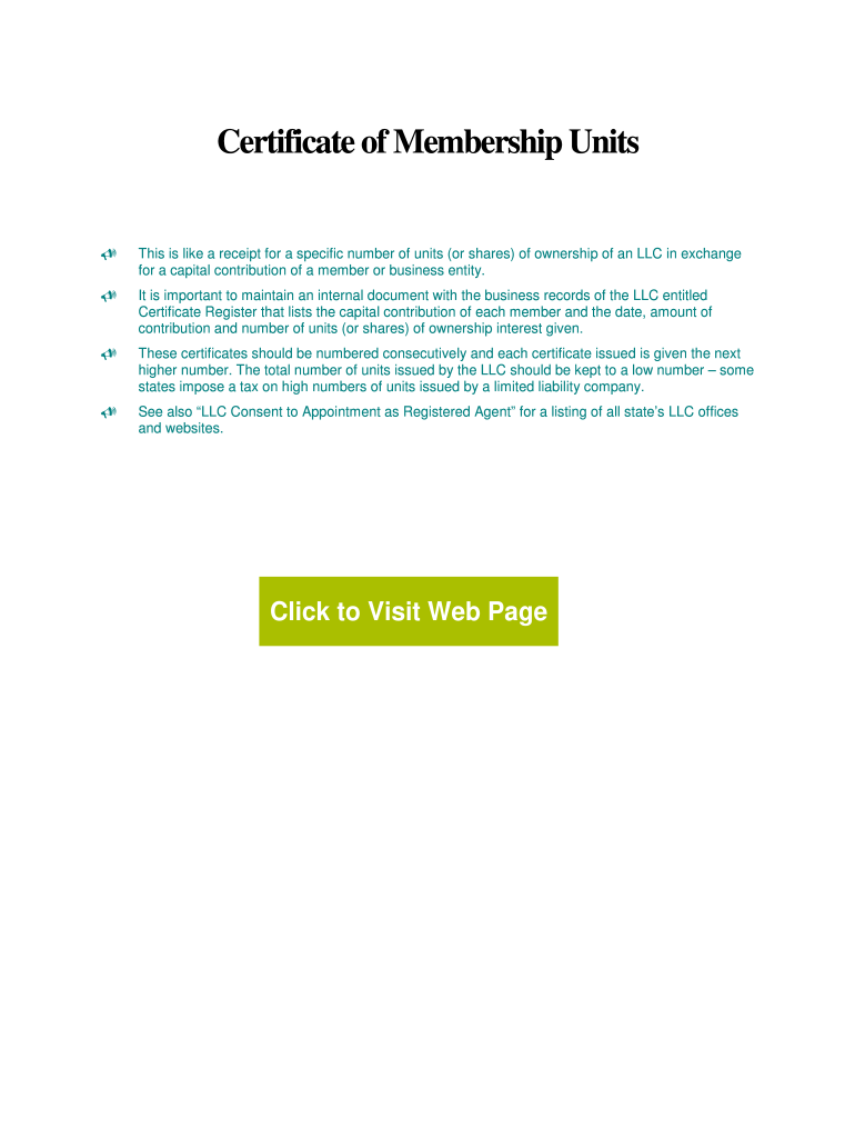 Llc Membership Certificate Template  Form