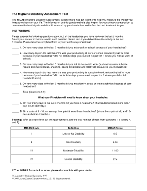 Test for Migraine  Form