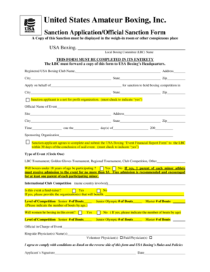  Usa Boxing Physical Form 2009-2024