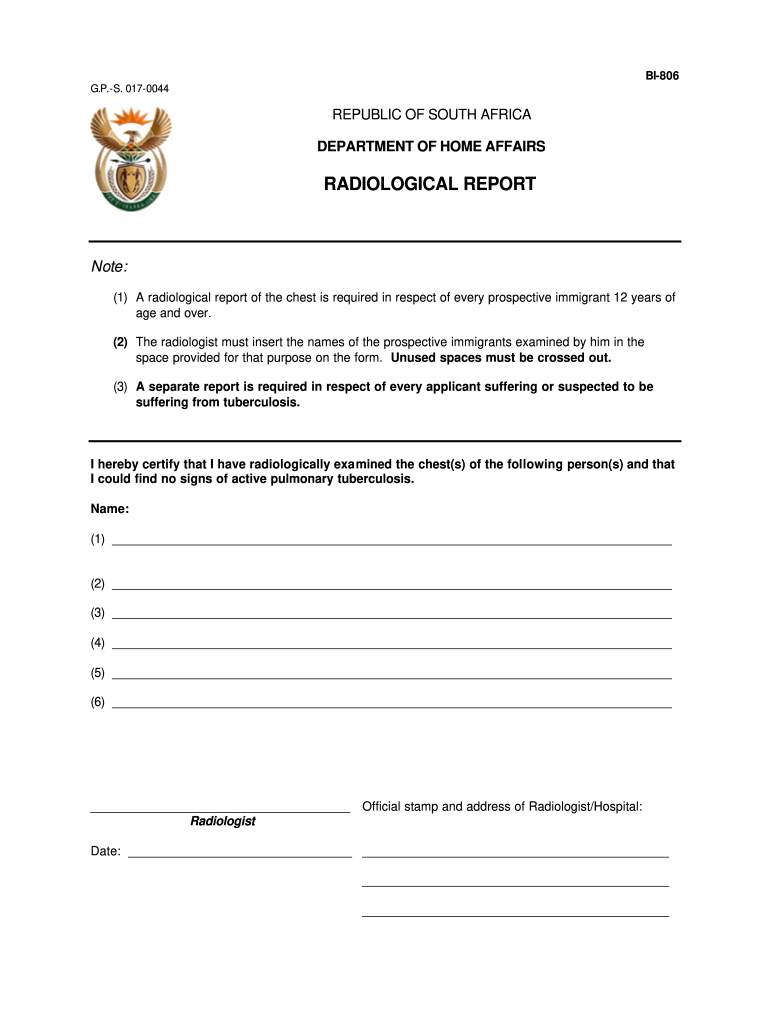 Bi 806 Form South Africa