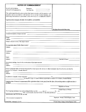 Notice of Commencement Town of Longboat Key Longboatkey  Form