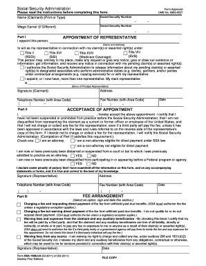 Ssa 1696 Claimant S Appointment of Representative  Form