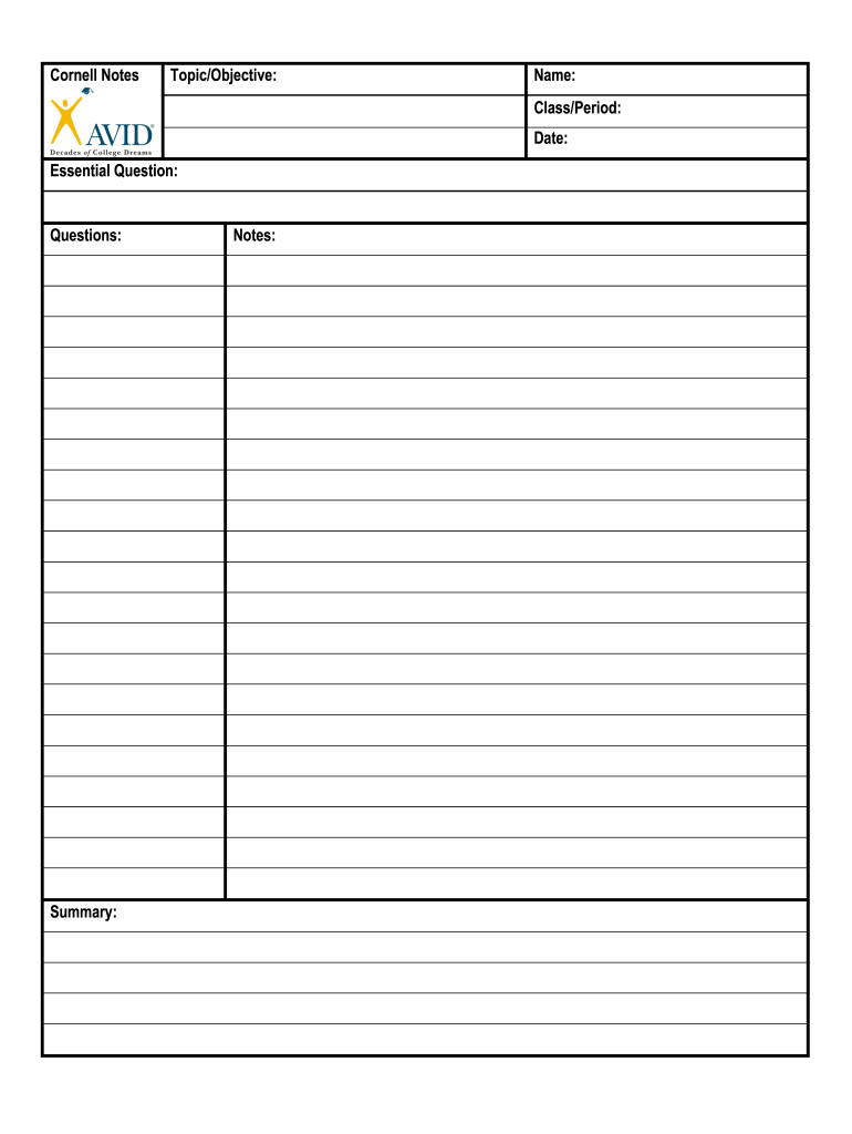 Cornell Notes  Form