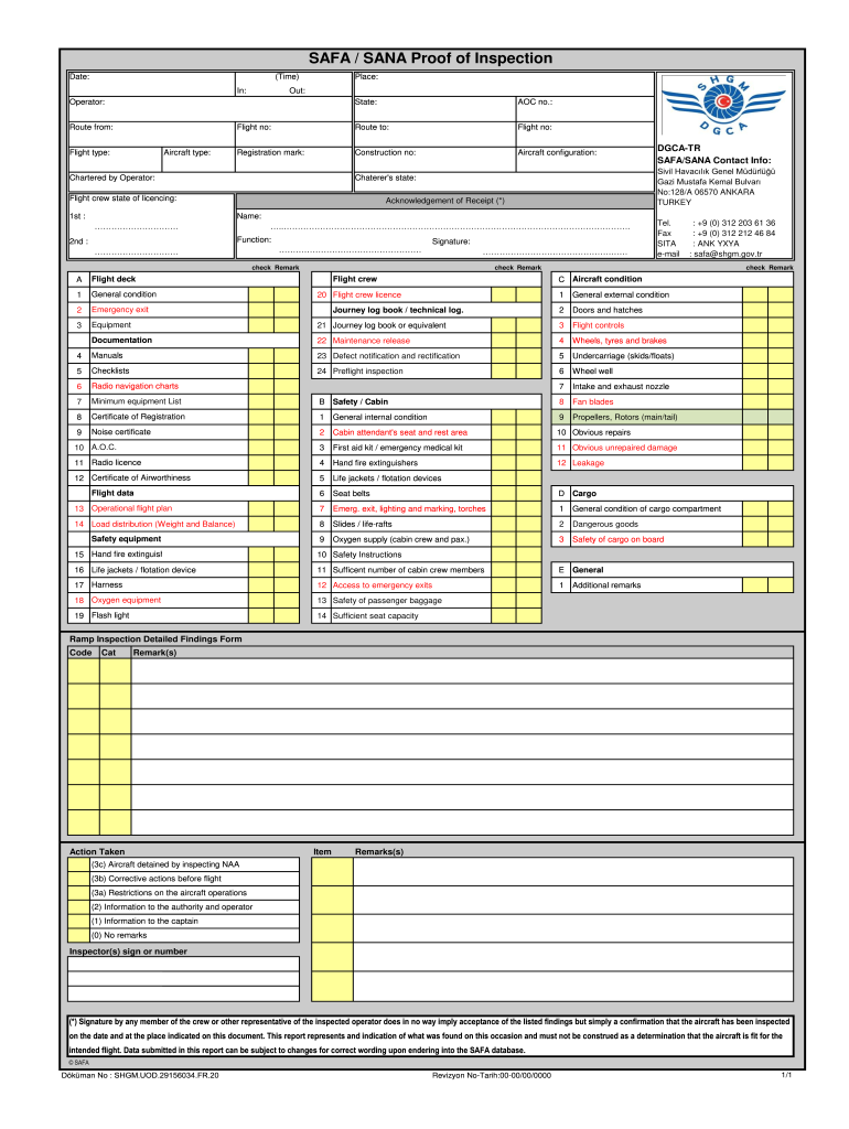 Safa Checklist  Form