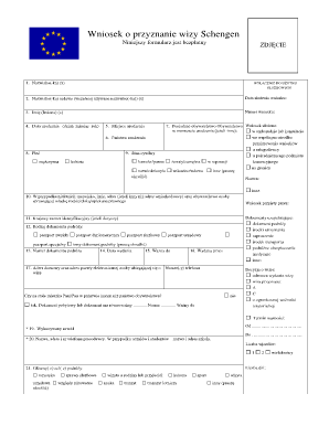 Wniosek O Przyznanie Wizy Schengen  Form