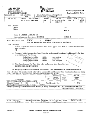 Liberty Mutual Declaration Page  Form