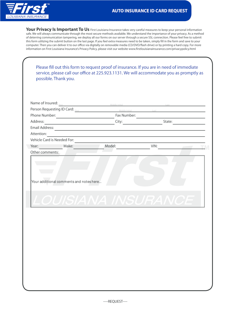 First Louisiana Insurance  Form