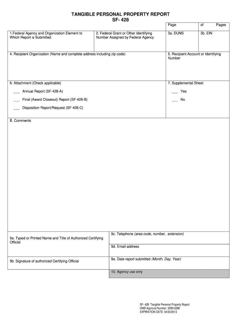 Personal Property Report  Form