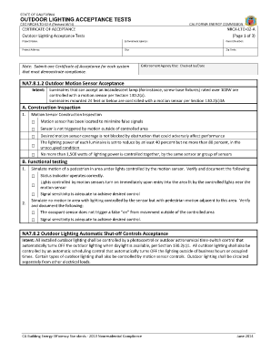 OUTDOOR LIGHTING ACCEPTANCE TESTS NA7 8 1 2 Outdoor Energy Ca  Form