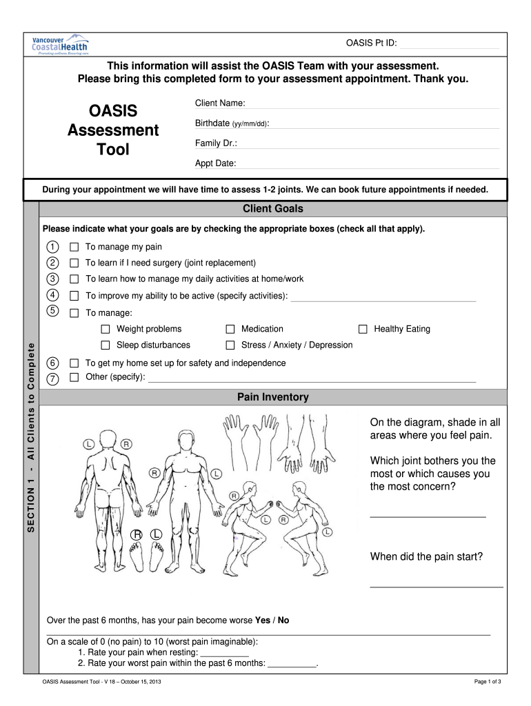 Sample Oasis Assessment Form