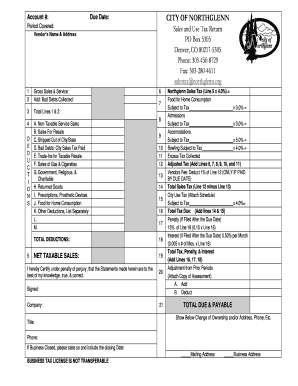  City of Northglenn Sales Tax 2013