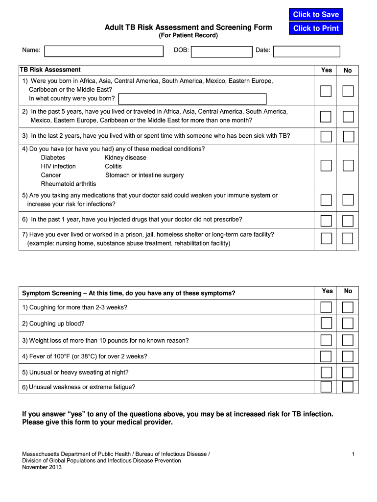 Tb Risk Assessment  Form