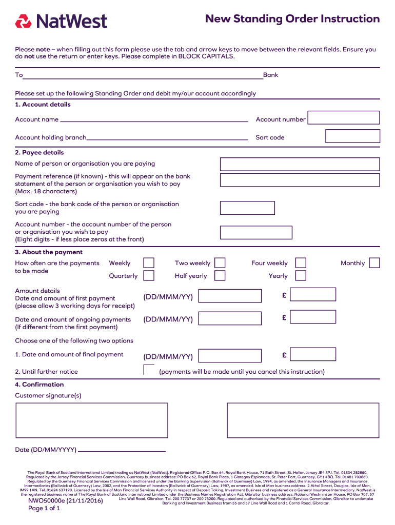  Natwest Standing Order Form 2014