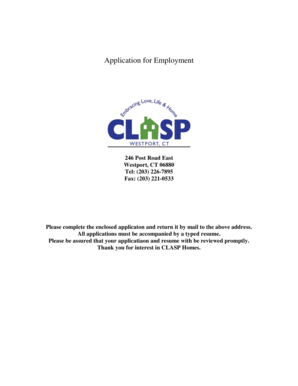 Application for Employment CLASP Homes  Form