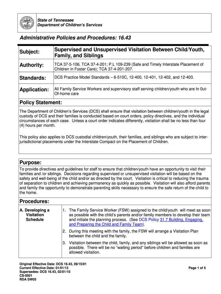 Administrative Policies and Procedures 16 43 Subject    TN Gov  Tn  Form