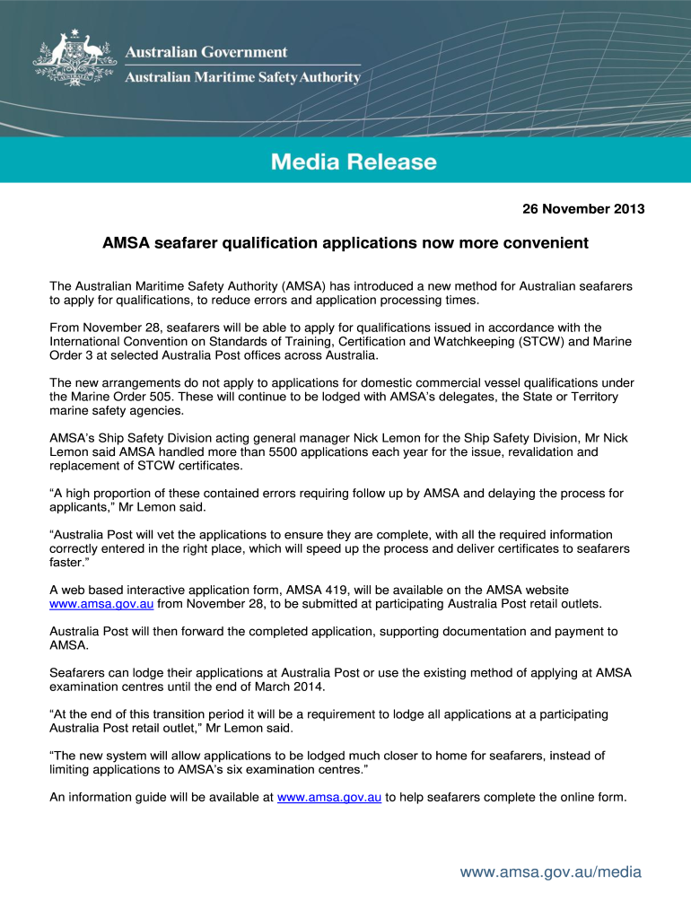 Amsa Form 419