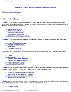 Nursing Code Ethic  Form