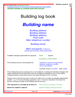 Building Log Book Example  Form