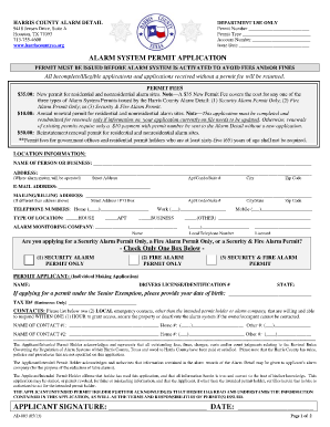 Harris County Alarm Permit  Form