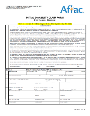 Aflac Initial Disability Claim Forms to Print